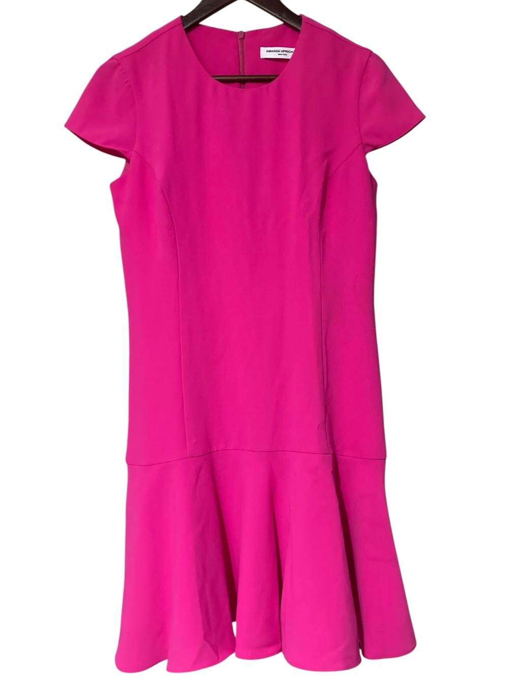 Amanda Uprichard Hot Pink Short Sleeve Flounce  Hudson Dress
